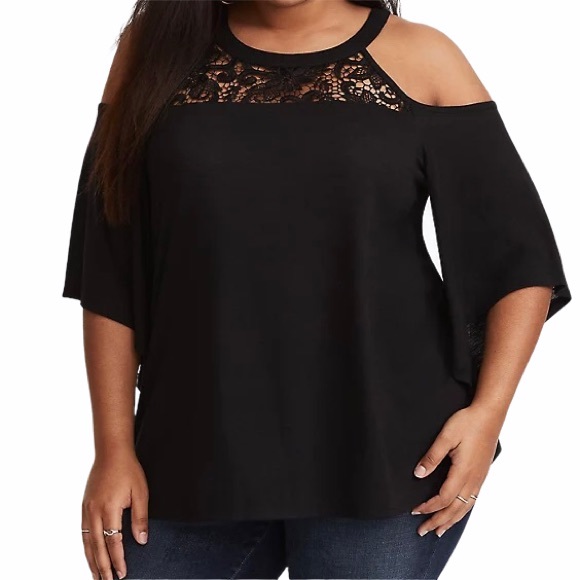 Torrid Crochet Cold Shoulder Top - Picture 3 of 9
